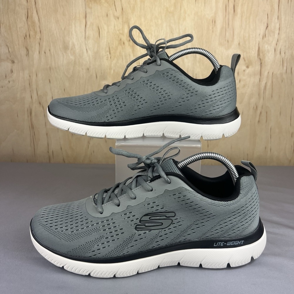Skechers Summits Mens Sz 9 Gray White Memory Foam Walking Shoes 16890